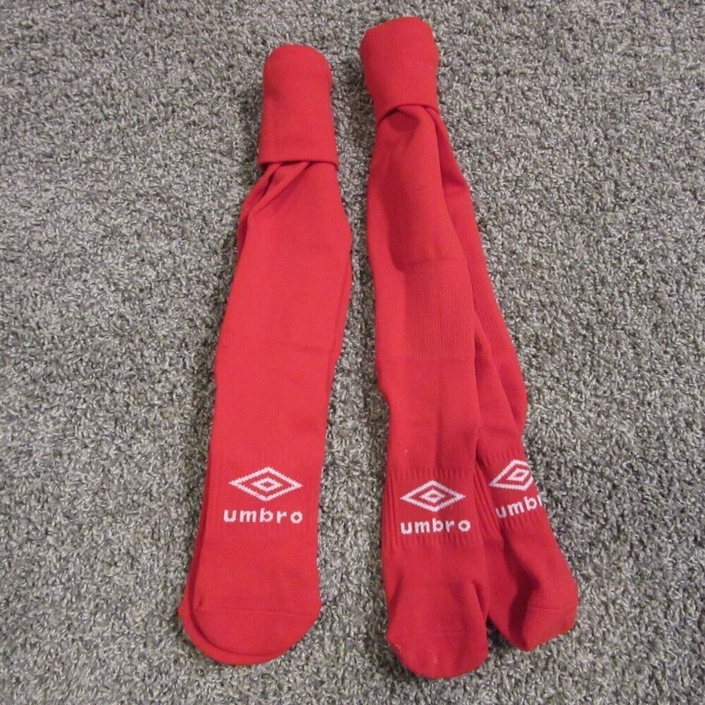 Soccer Socks Lot of 2 Pairs Red Umbro Adult Large Shoe Size 7 - 12